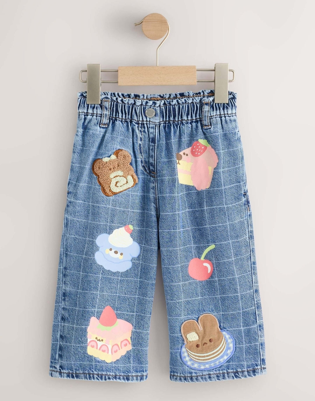 Dog Cake Print Wide Leg Jeans