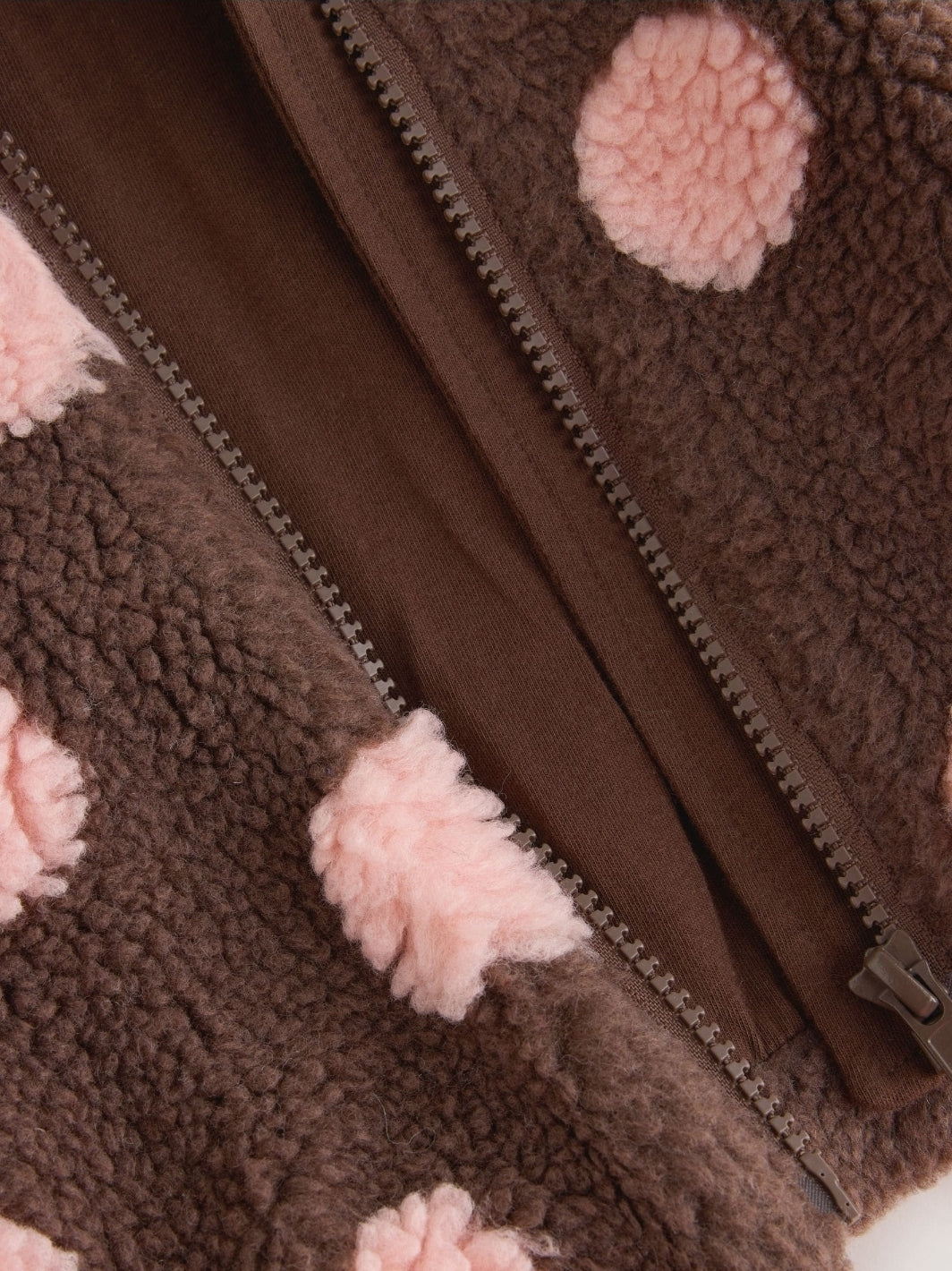 Brown and Pink Borg Spot Hooded
Baby Jacket