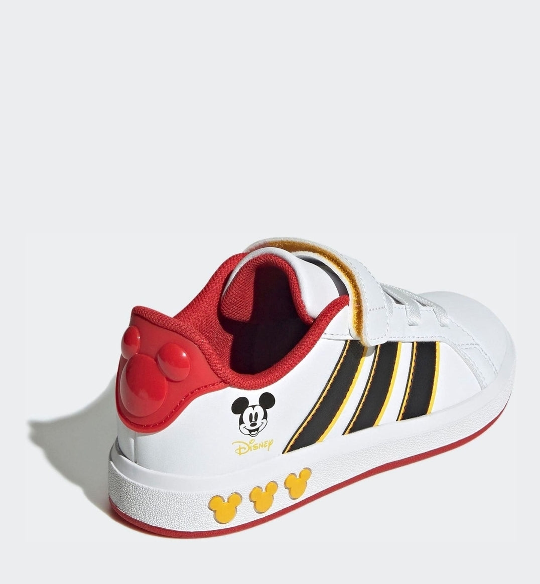 adidas White/Gold Disney Mickey Mouse Grand Court Kids Trainers