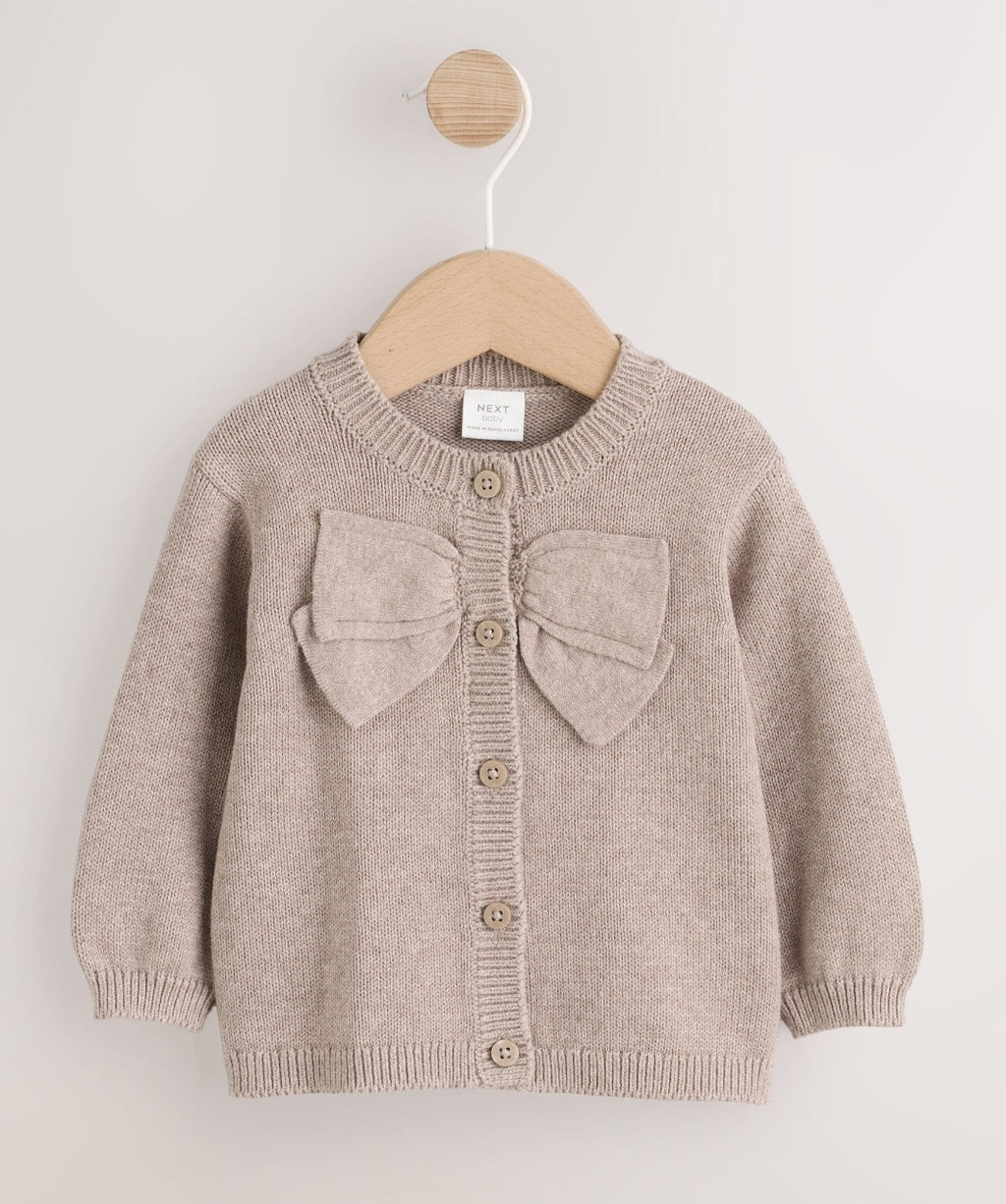 Brown Bow Knitted Baby Cardigan