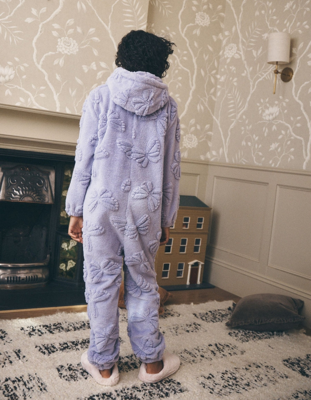 Lilac Purple Butterfly Fleece All-In-One