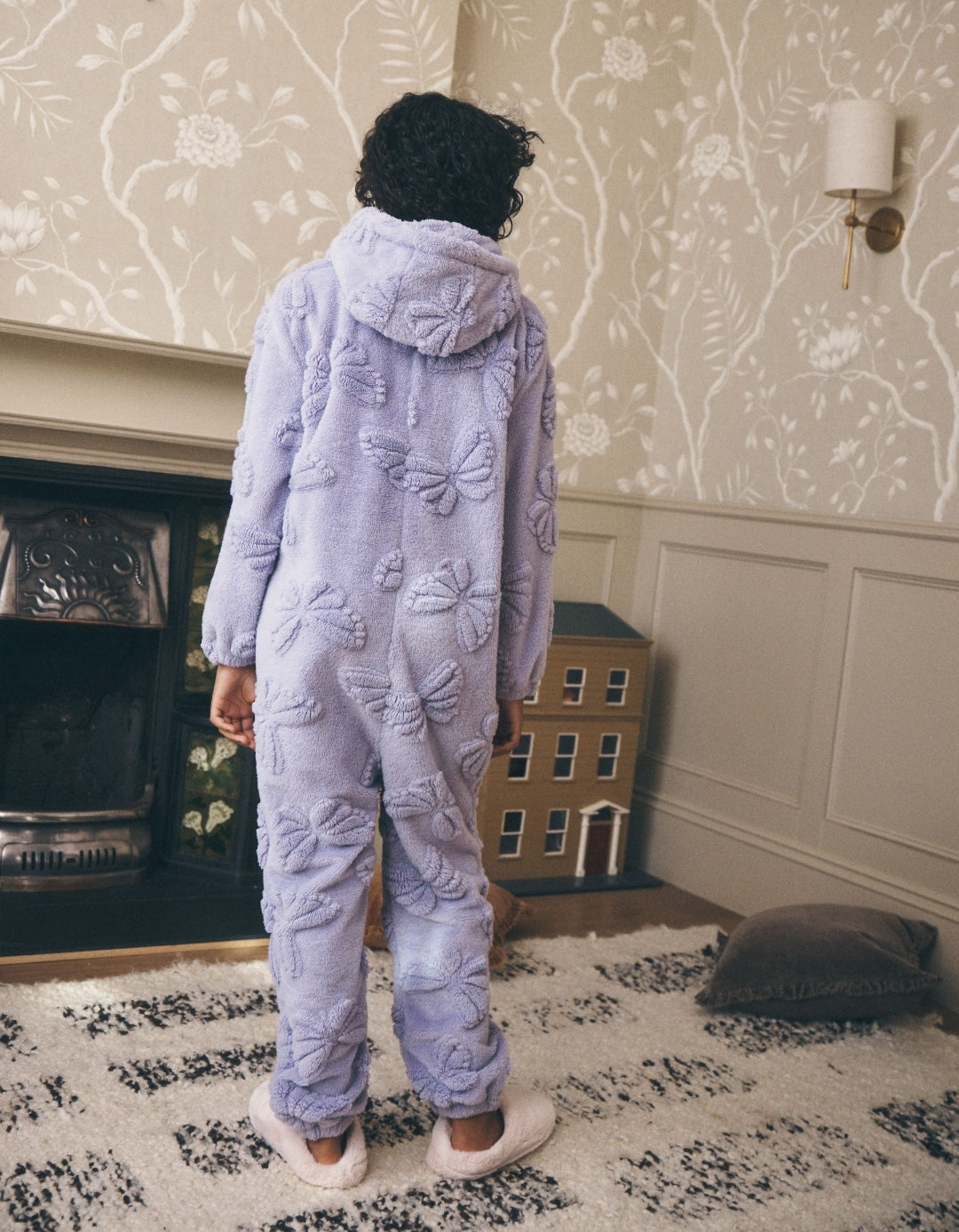 Lilac Purple Butterfly Fleece All-In-One