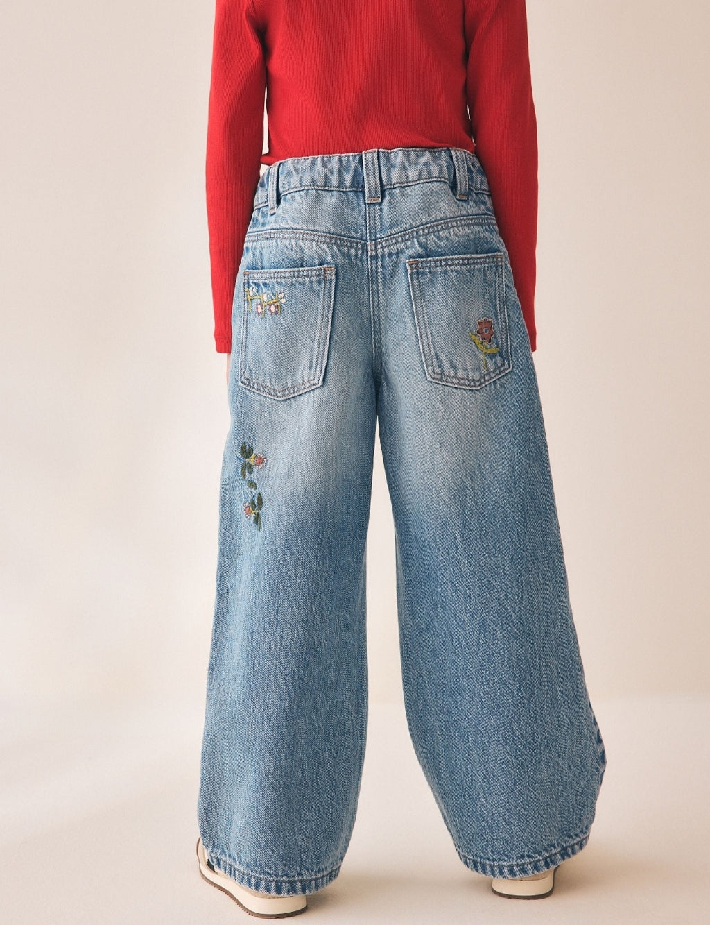 Pretty Embroidered Wide Leg Jeans