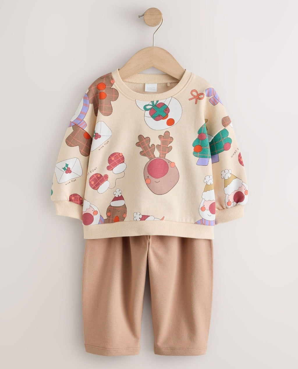 Neutral Christmas Character Sweatshirt and Barrel Leg Set