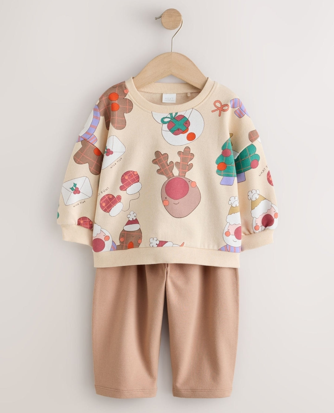 Neutral Christmas Character Sweatshirt and Barrel Leg Set