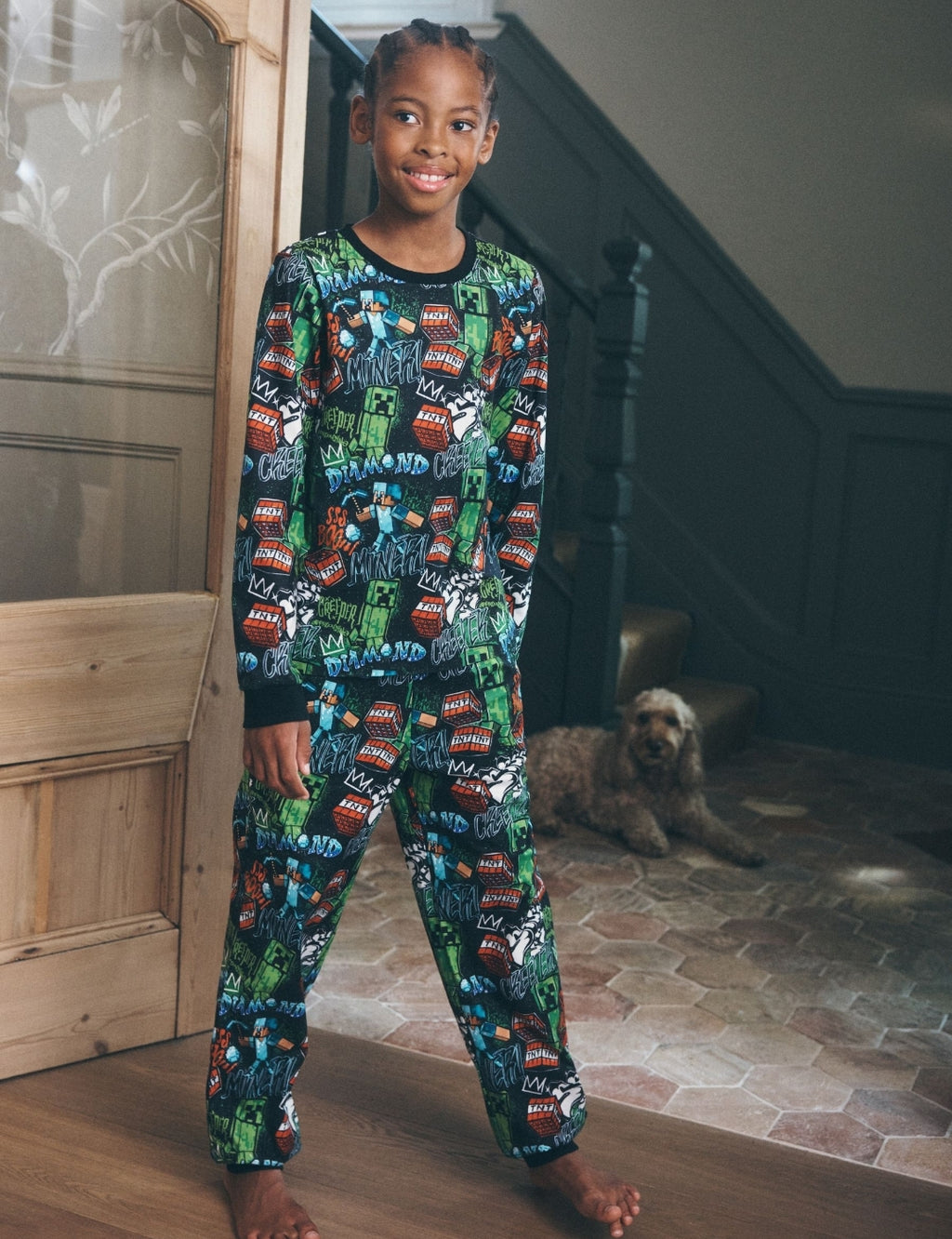 Graffiti Minecraft Single Cosy Fleece Pyjamas