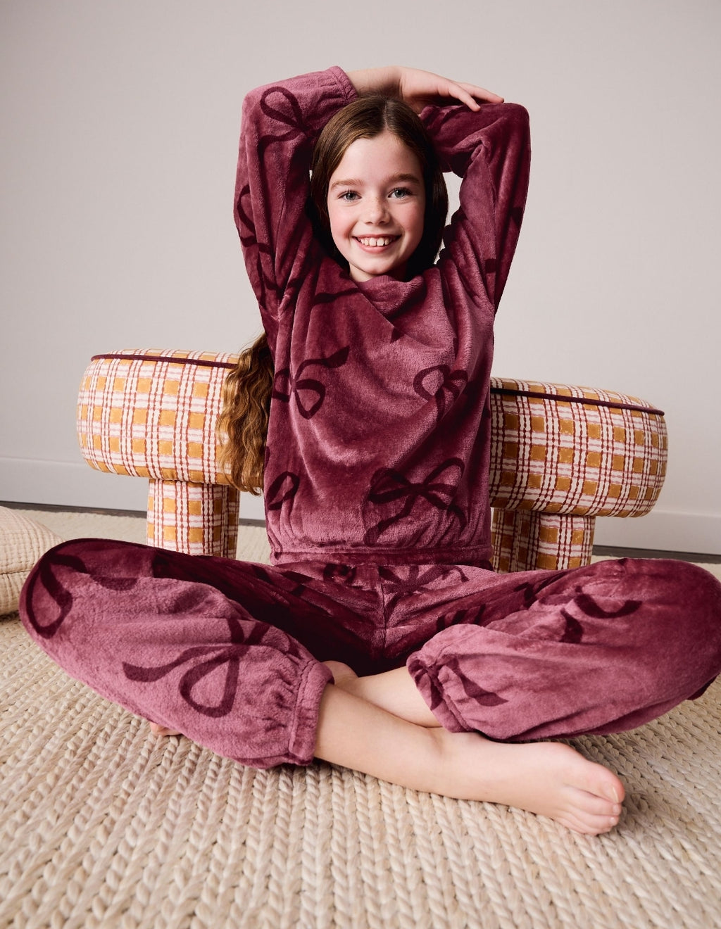 Berry Pink Bow Cosy Fleece Pyjamas