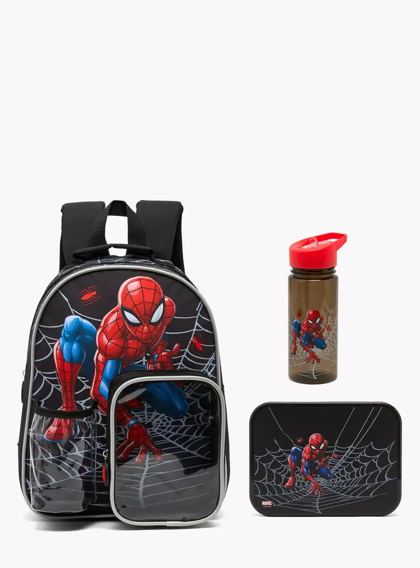 Spiderman Print 3-Piece School Backpack Set for Boys 14 inches