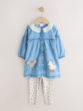 Denim Character Shirt Dress And Leggings Set