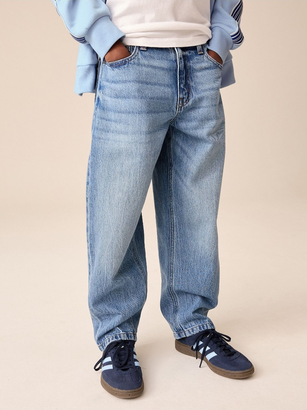 Light Blue Denim Baggy Tapered Authentic Jeans