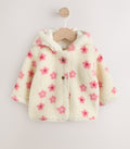 Ecru and Pink Floral Borg Hooded
Baby Jacket