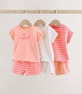 Pink Slogan Short Sleeve Top and Shorts Baby Set 6 Piece