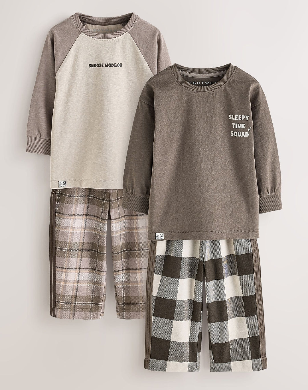 Brown/Cream Wide Leg Woven Bottom Pyjamas Set 2 Pack
