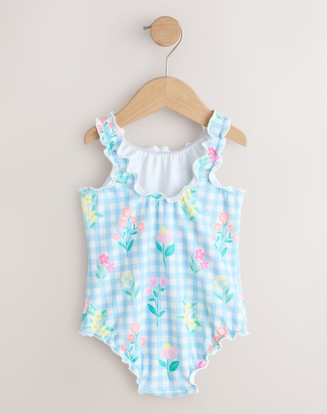 Blue Floral Gingham Lettuce Edge
Swimsuit
