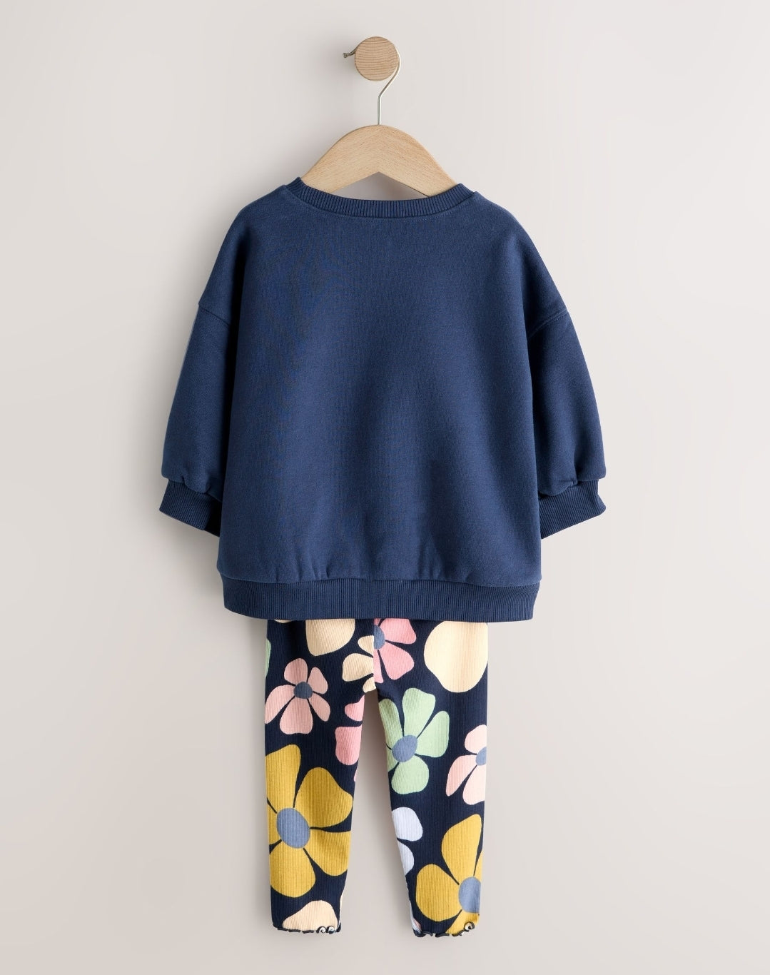 Navy Blue Flower Sweatshirt and Leggings Set
