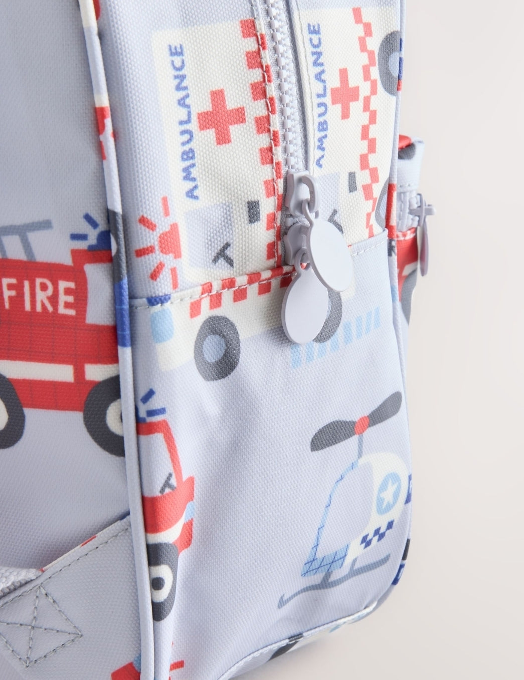 Light Blue Emergency Vehicles Backpack 14 inches