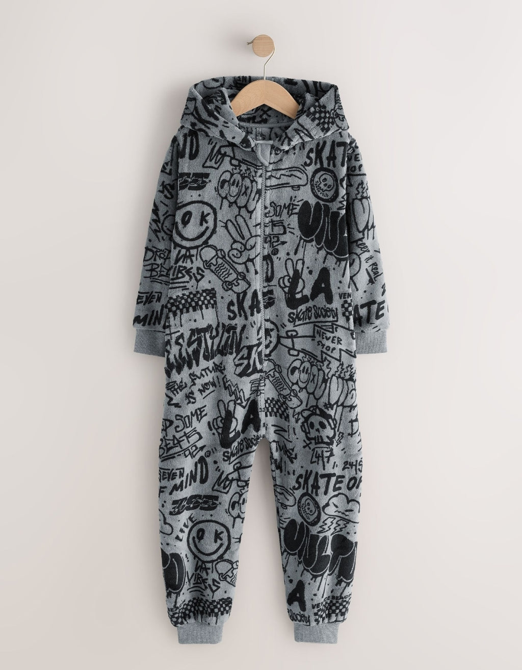 Grey/Black Grafitti Fleece All-In-One