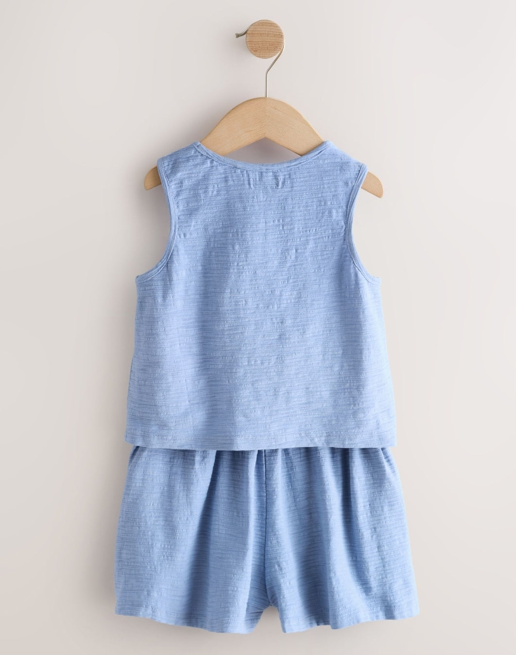 Blue Embroidered Vest and Shorts
Set