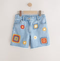 Mid Blue Denim Crochet Applique
Crochet Denim Shorts