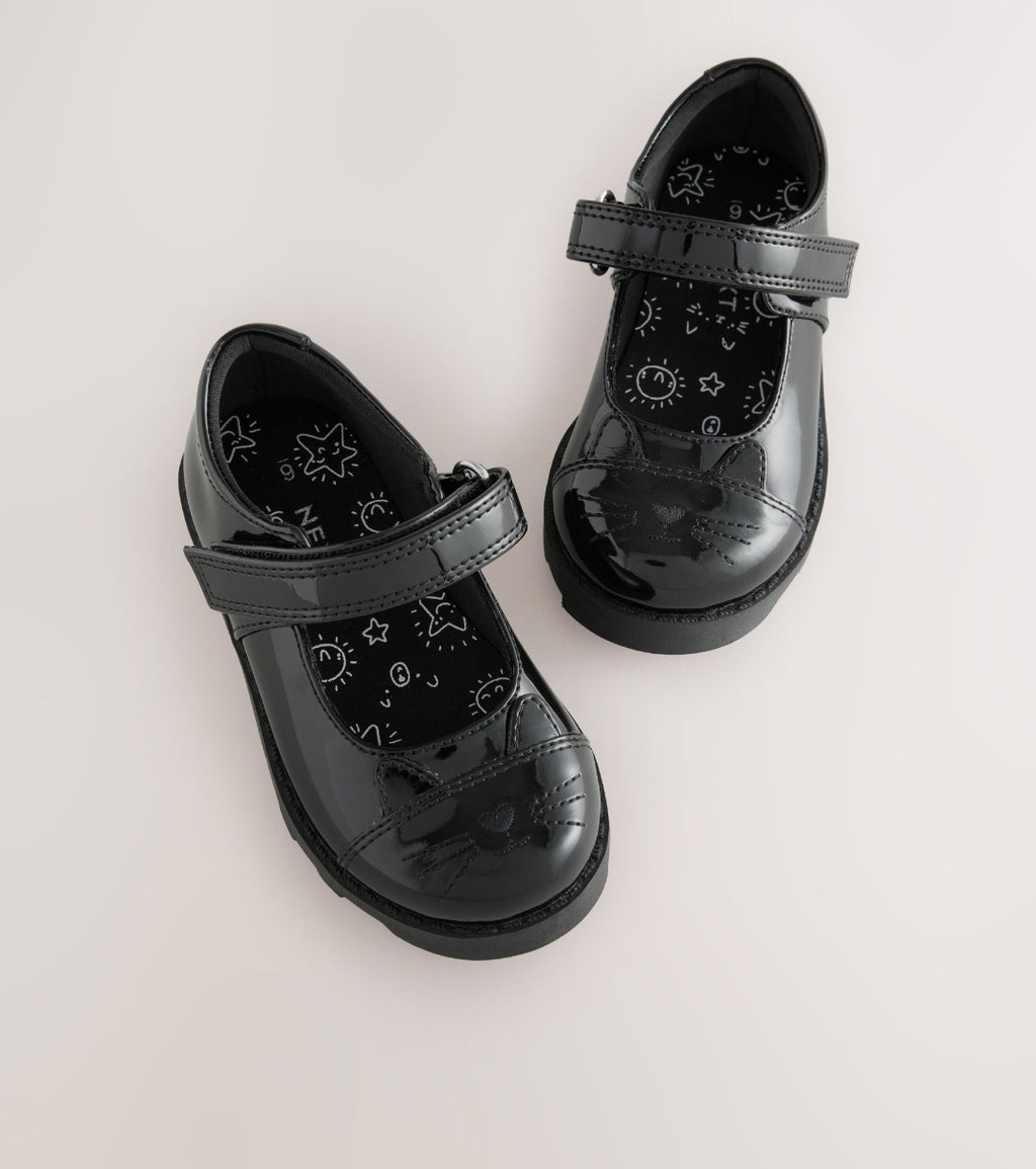 Black Patent Cat Character Mary
Jane School Shoes