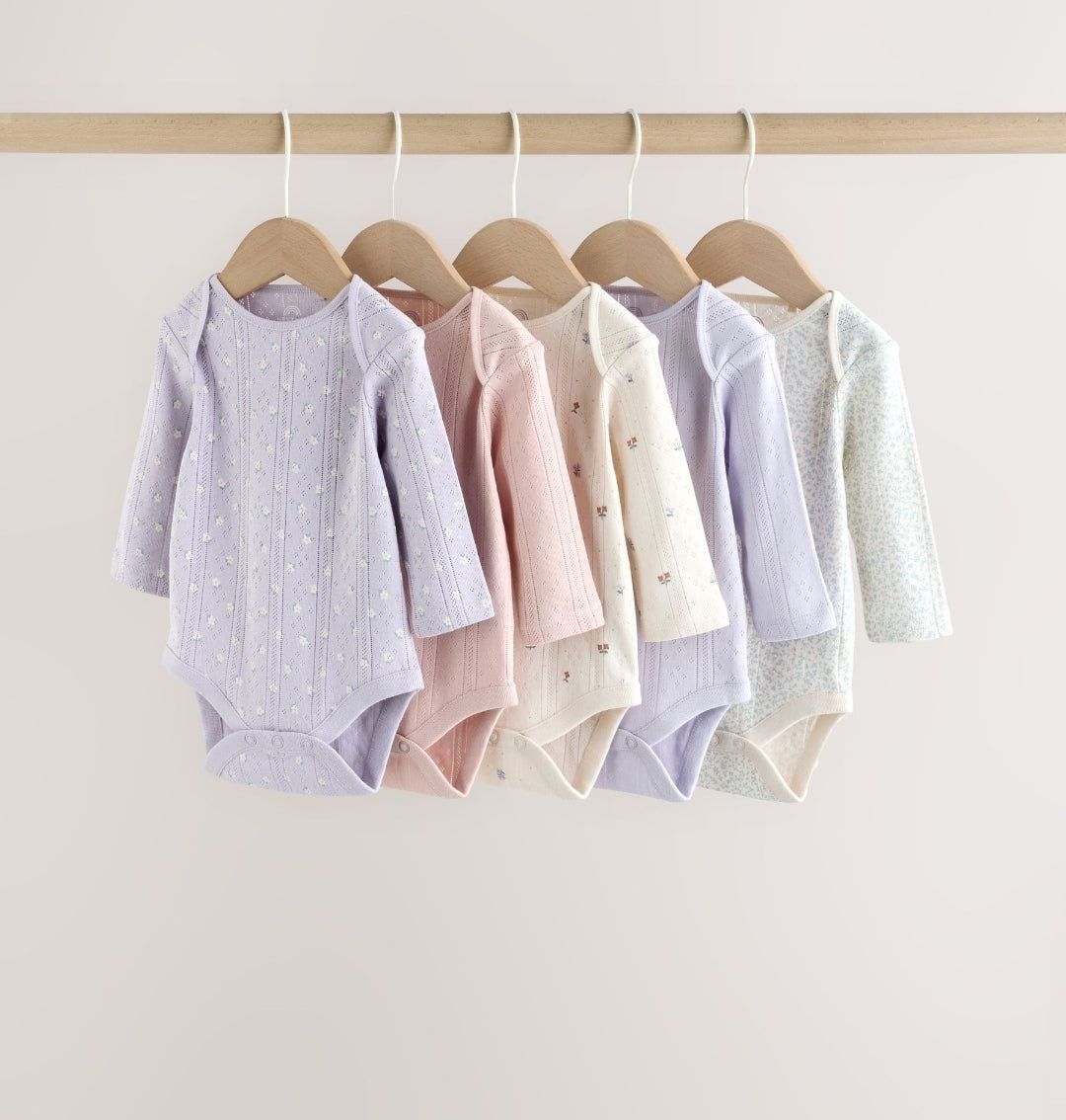 Purple Long Sleeve Baby Bodysuits
5 Pack