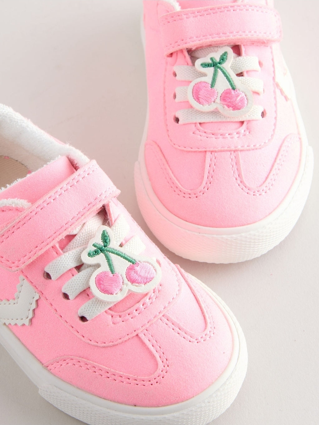 Pink Touch Fastening Elastic Lace Trainers