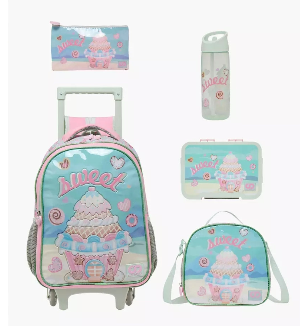 Printed 5-Piece School Trolley Bag Set  16 inches