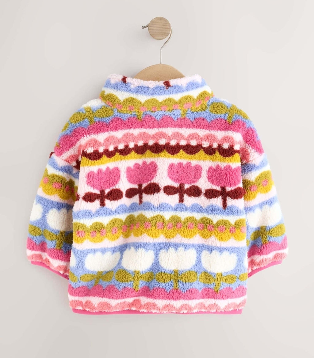 Pink/Blue Flowers Half Zip Fleece