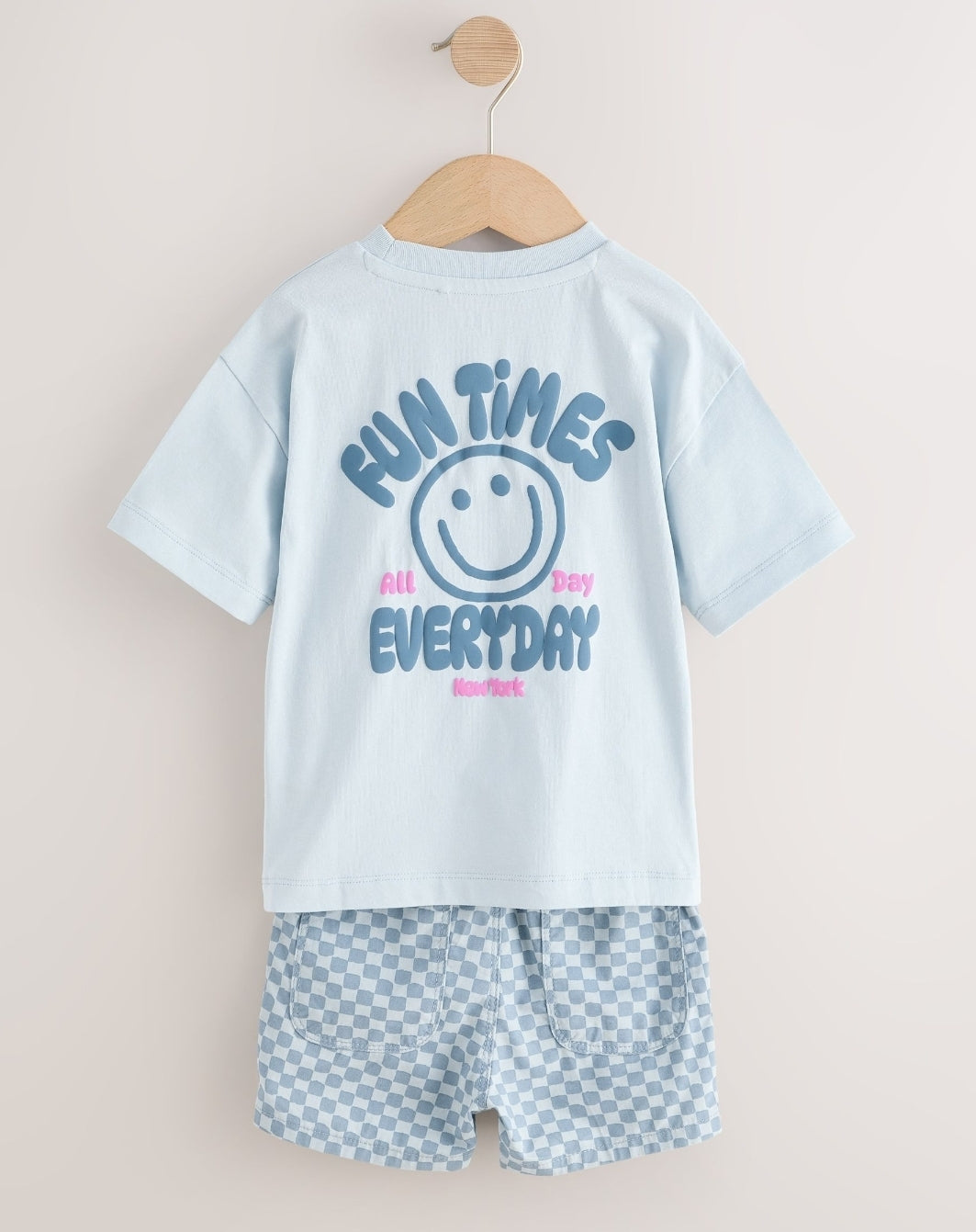 Blue Checkerboard Short Sleeve
T-Shirt & Shorts Set