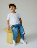 Mid Blue Farm Character Loose Fit Jeans