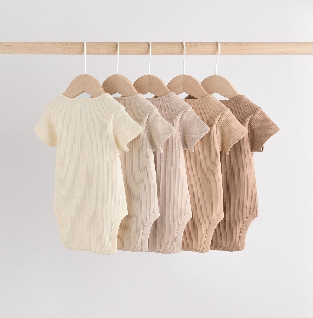 Cream Baby Short Sleeve
Bodysuits 5 Pack