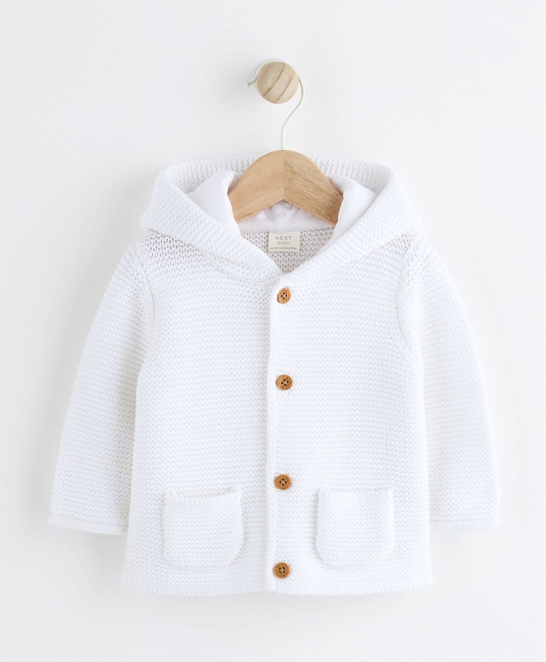 White Knitted Hooded Baby
Cardigan