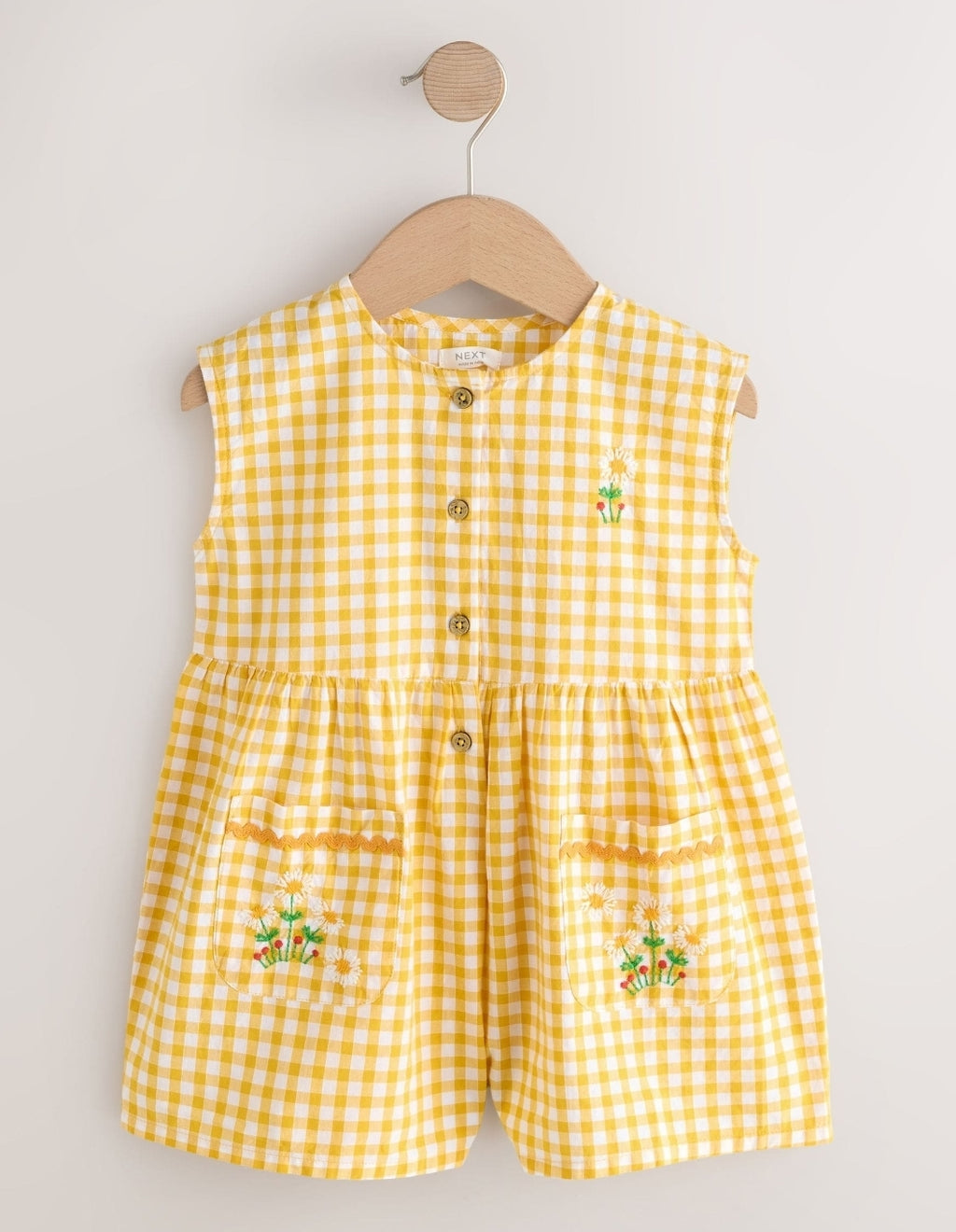 Yellow Gingham Embroidered
Sleeveless Playsuit