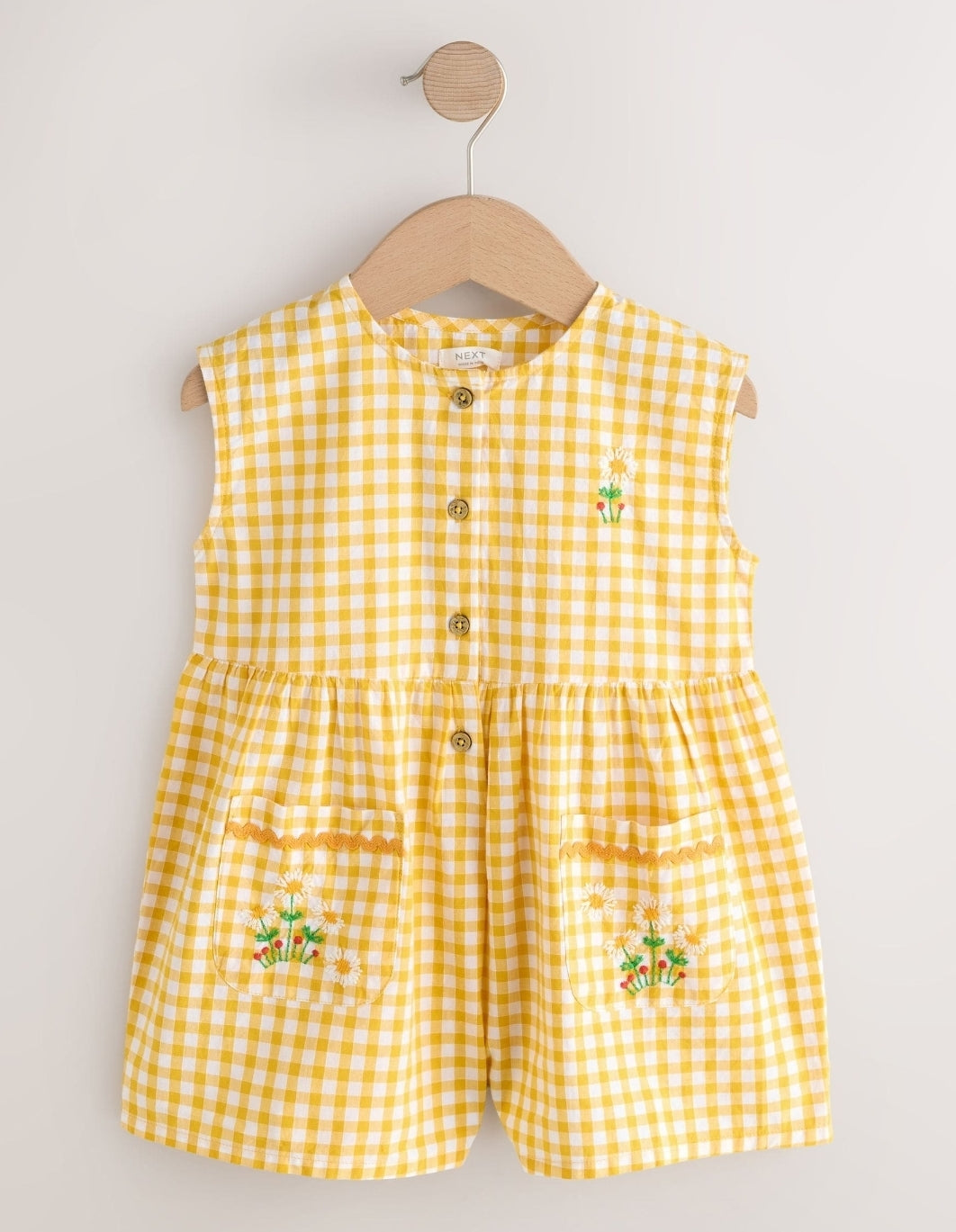 Yellow Gingham Embroidered
Sleeveless Playsuit