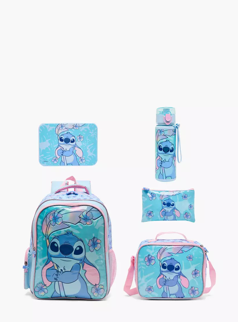 Disney Stitch Print 5-Piece School Backpack Set 16 inches