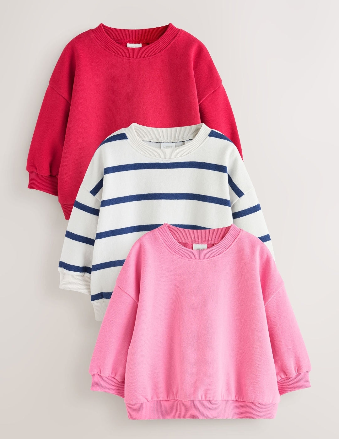 Red /Pink/ Stripe Crew Neck
Sweatshirts 3 Pack