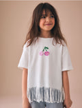 Ecru Cherry Fringe T-Shirt