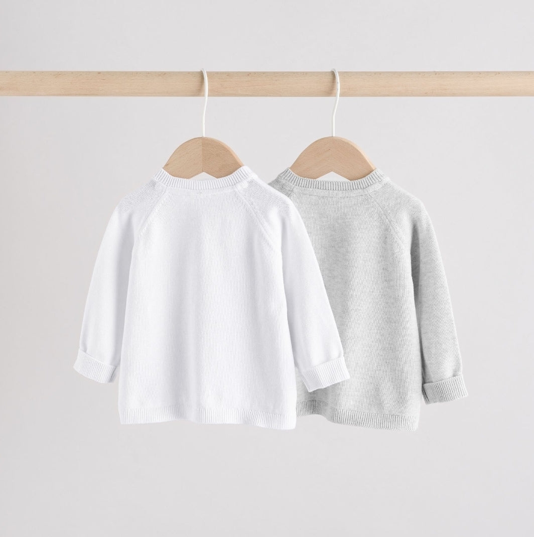 Grey/White Grey and White 2pk
Knitted Baby Cardigan