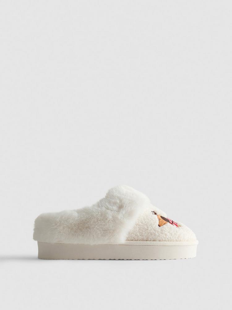 Primark Christmas Candy Cane Faux Fur Mule Slippers