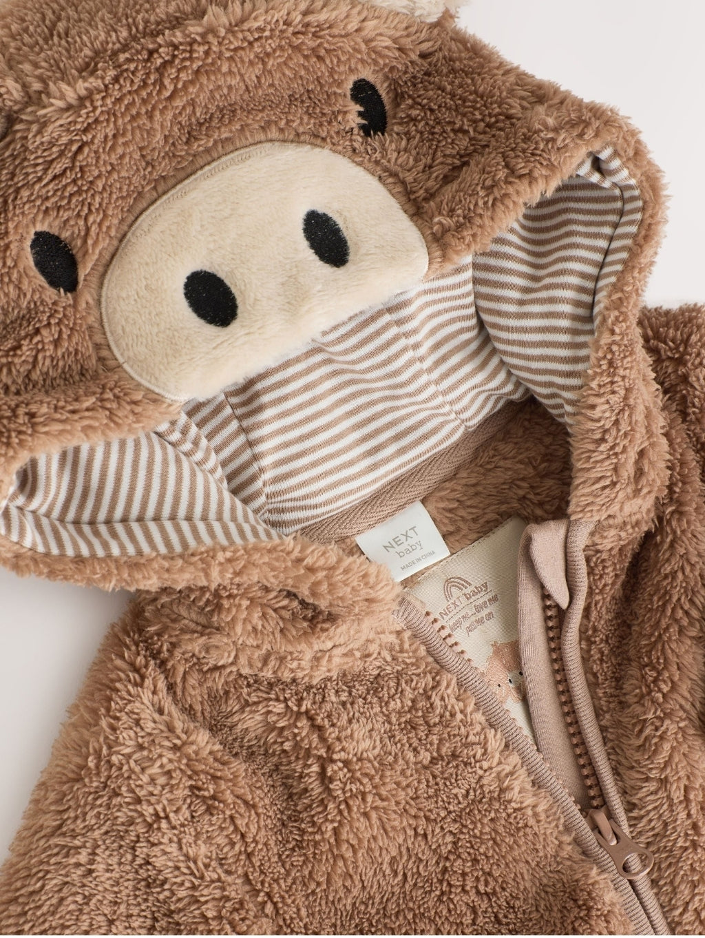 Brown Hamish Hooded Baby
Fleece Pramsuit