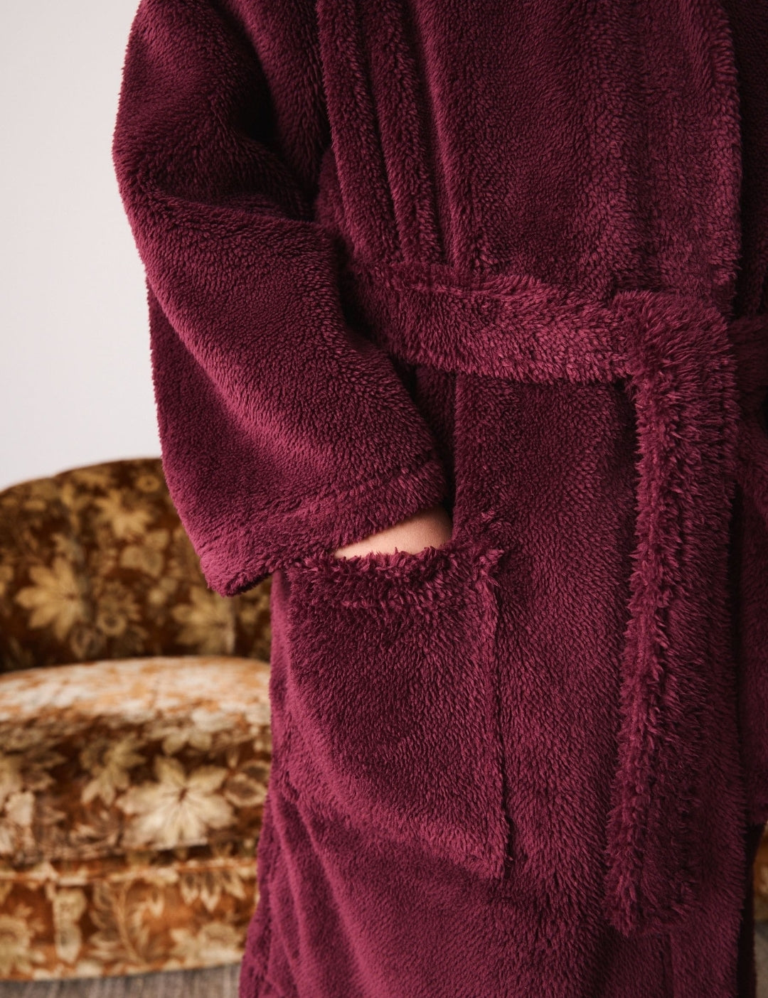 Burgundy Red Fleece Robe
