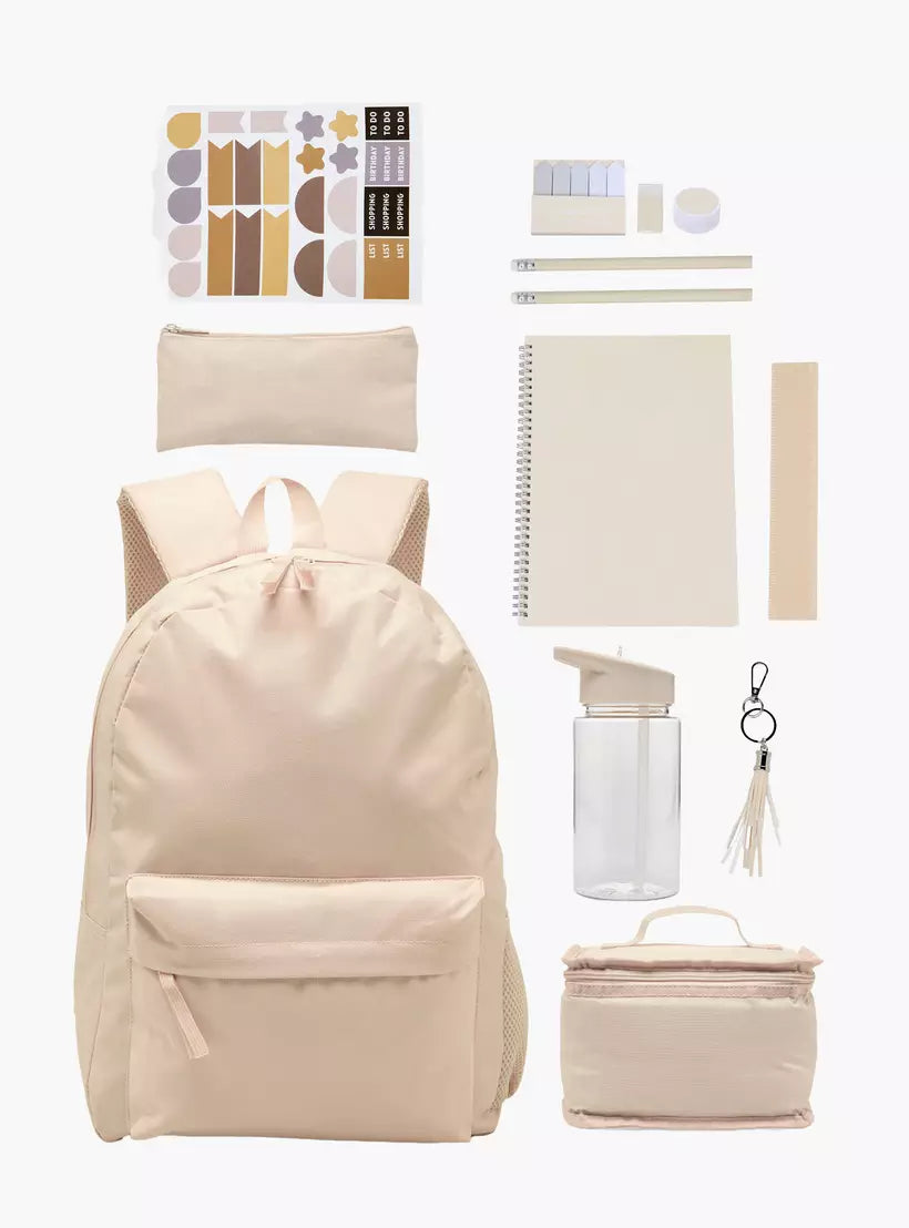 Solid 12-Piece School Backpack Set 17 inches