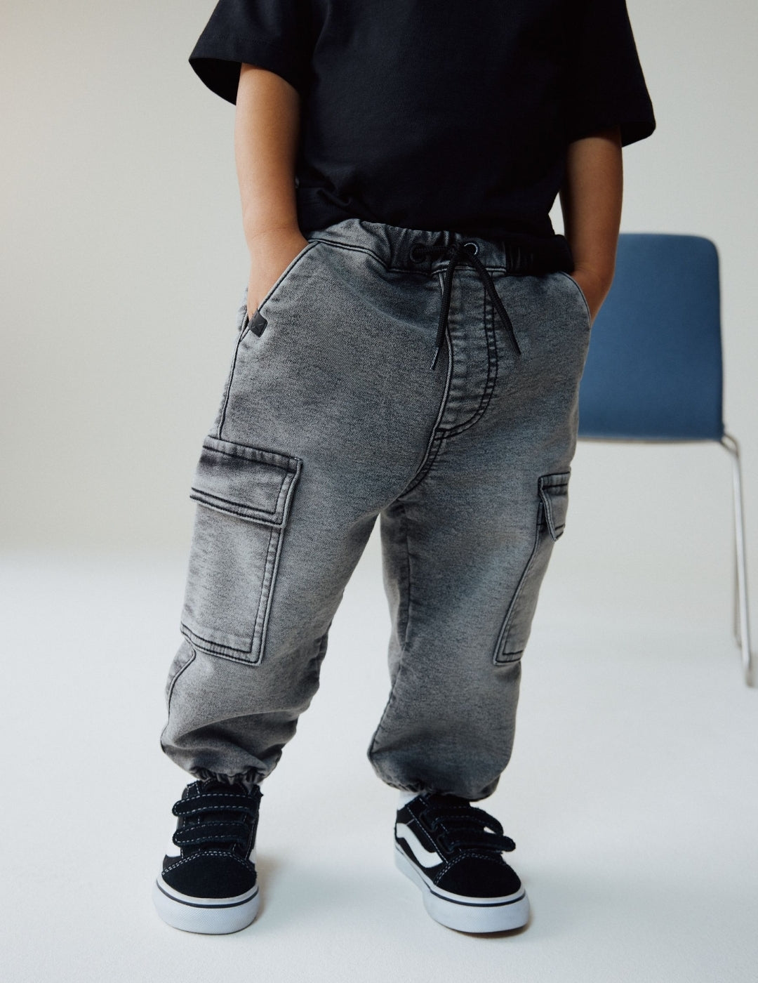Grey Comfort Stretch Wide Cargo Jeans