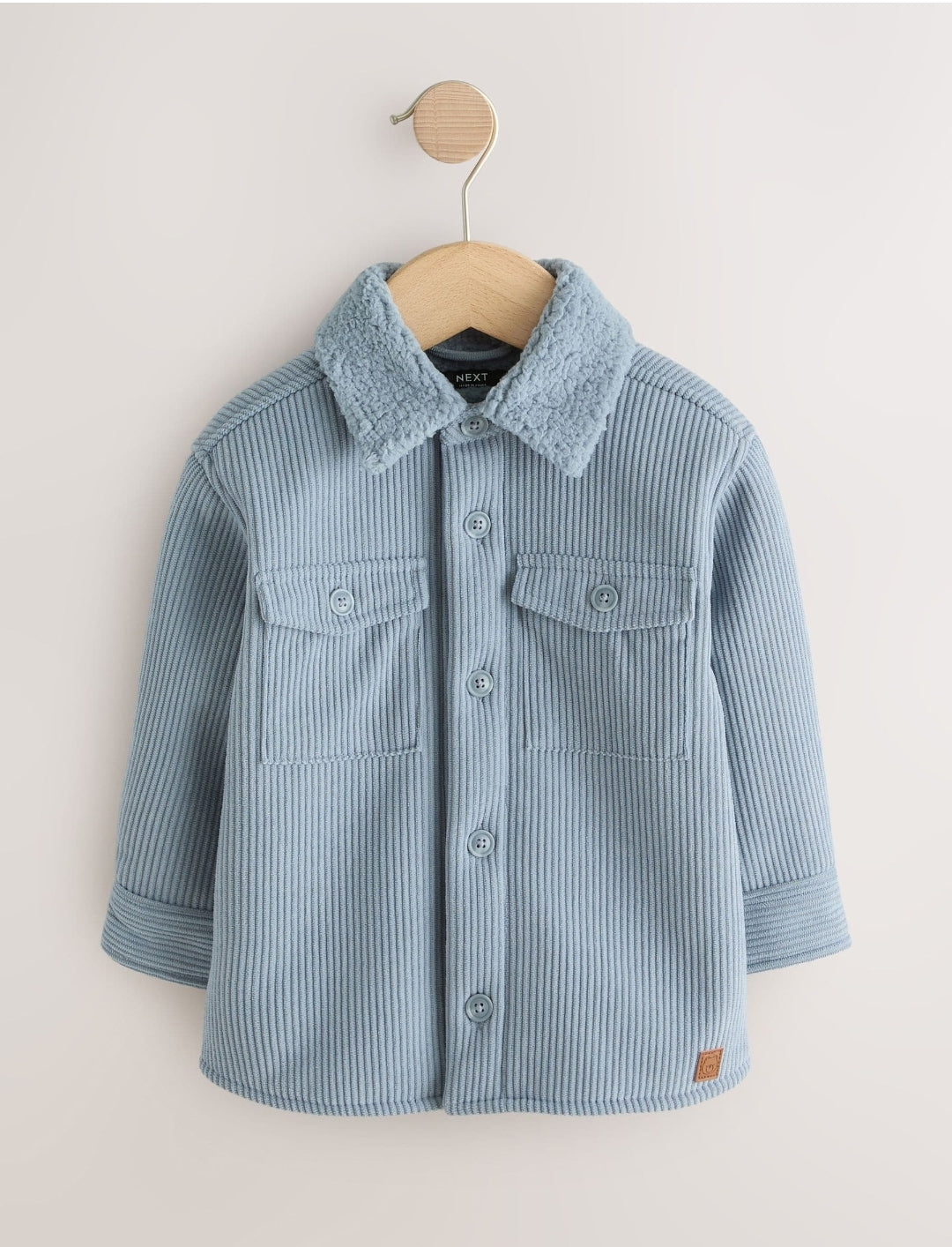 Blue Borg Lined Cord Shacket
