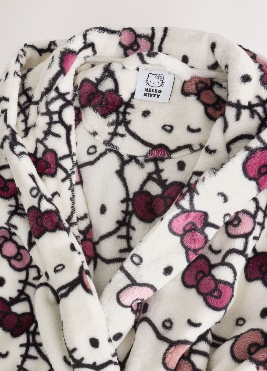 Monochrome Hello Kitty Fleece Dressing Gown