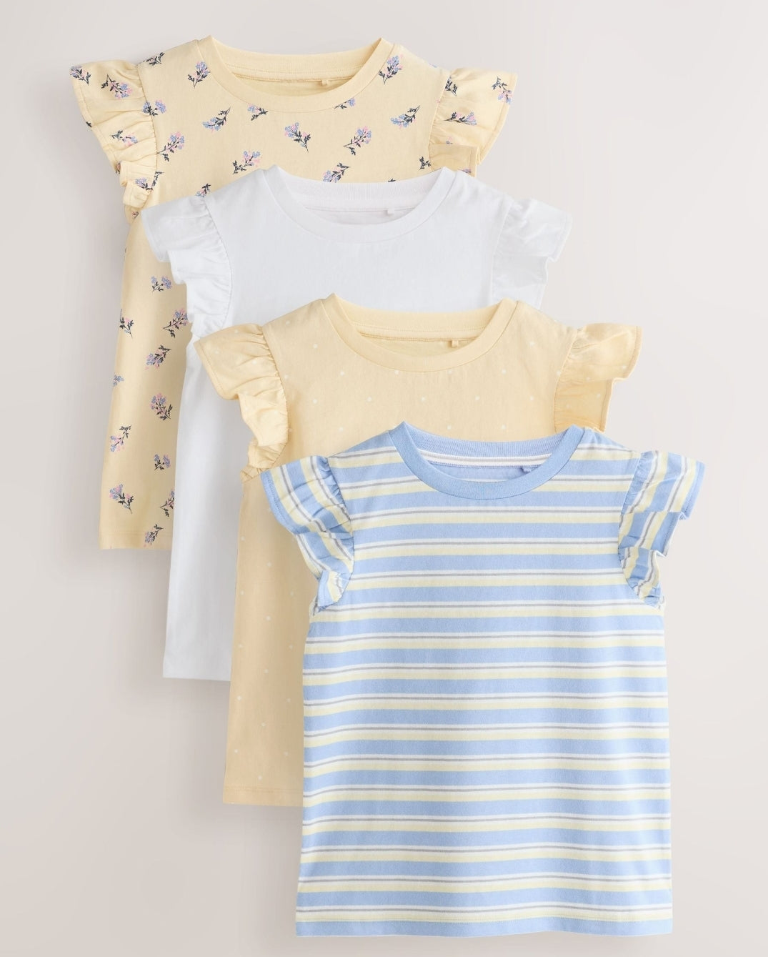 Yellow Ditsy Frill Sleeve T-Shirt 4
Pack
