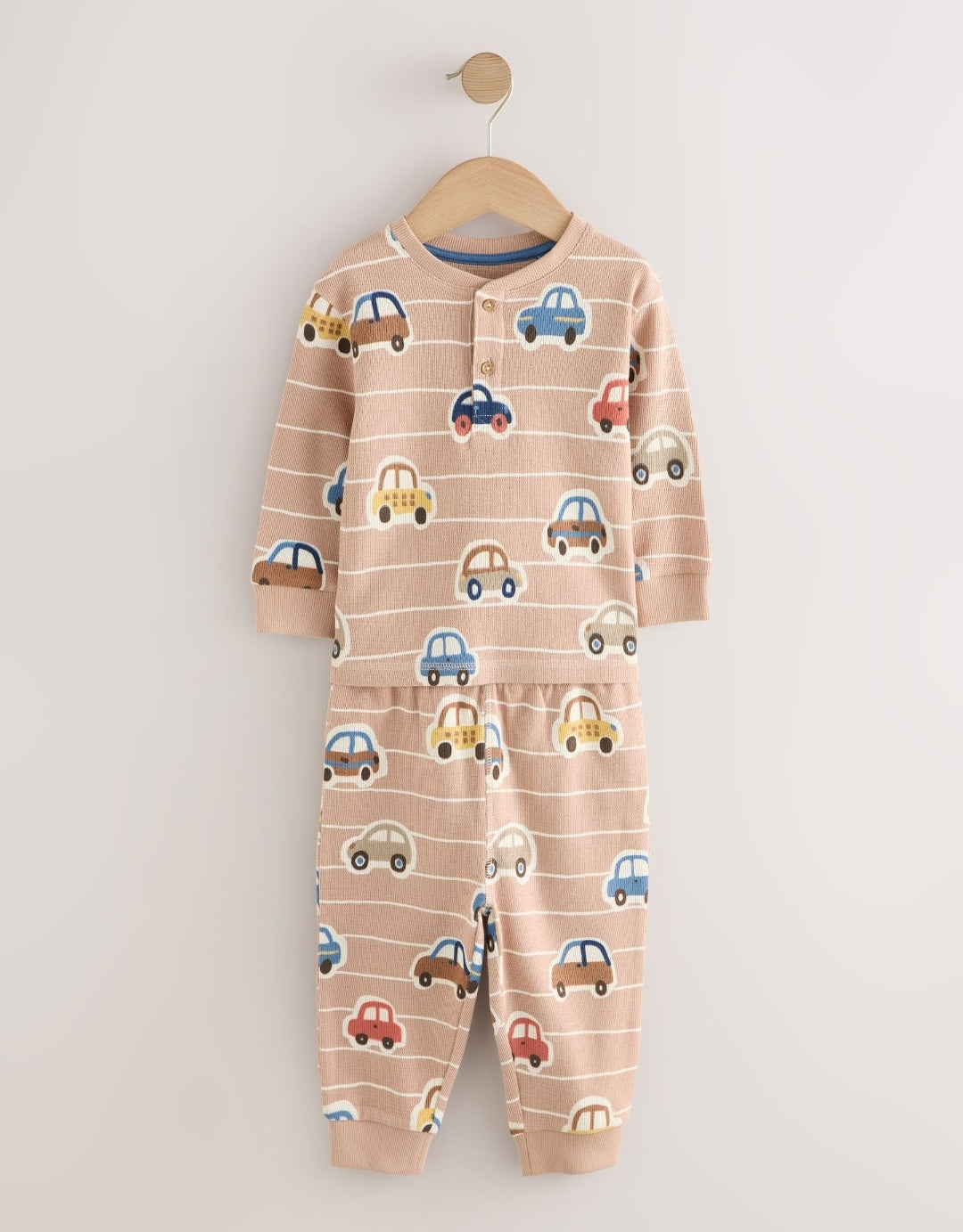 Ecru/Blue Relaxed Button NeckPyjamas Set 3 Pack