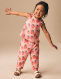 Pink Strawberry Print Top & Trousers Set