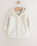 Ecru Faux Fur Hooded Baby Jacket