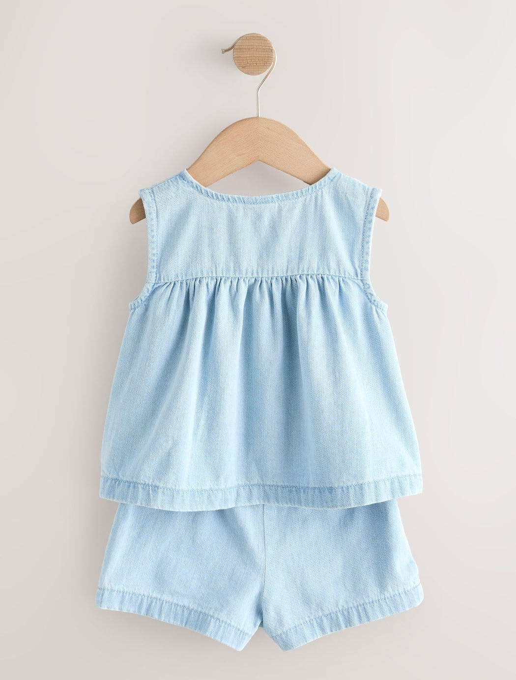 Strawberry Embroidered Denim Blouse And Short Co-ord Set